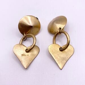 Eugene Gold Tone Clip On Earrings Dangling Hearts